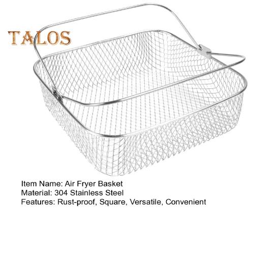 Coș pătrat pentru friteuza cu aer pentru COSORI 5.8QT/pentru Instant Vortex 6QT, coș de schimb din oțel inoxidabil cu mâner, suport de gătit sigur pentru mașina de spălat vase pentru uniform