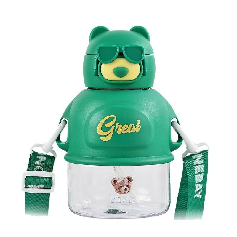 Cartoon Childrens Cups Cup with Straw Primary School Student School Strap Portable Big Belly Cup Adorable Plastic Cup Water Cup