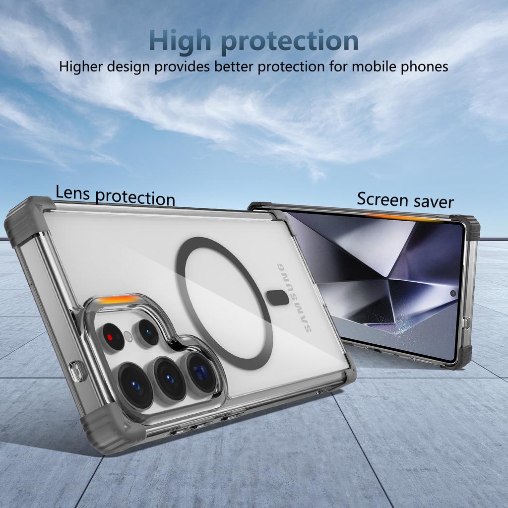 Transparente Airbag Magnetische Schutzhülle für Samsung Galaxy S26 Ultra S25 Plus S24 FE S23 S22 S 26 25 Kabelloses Laden Hülle