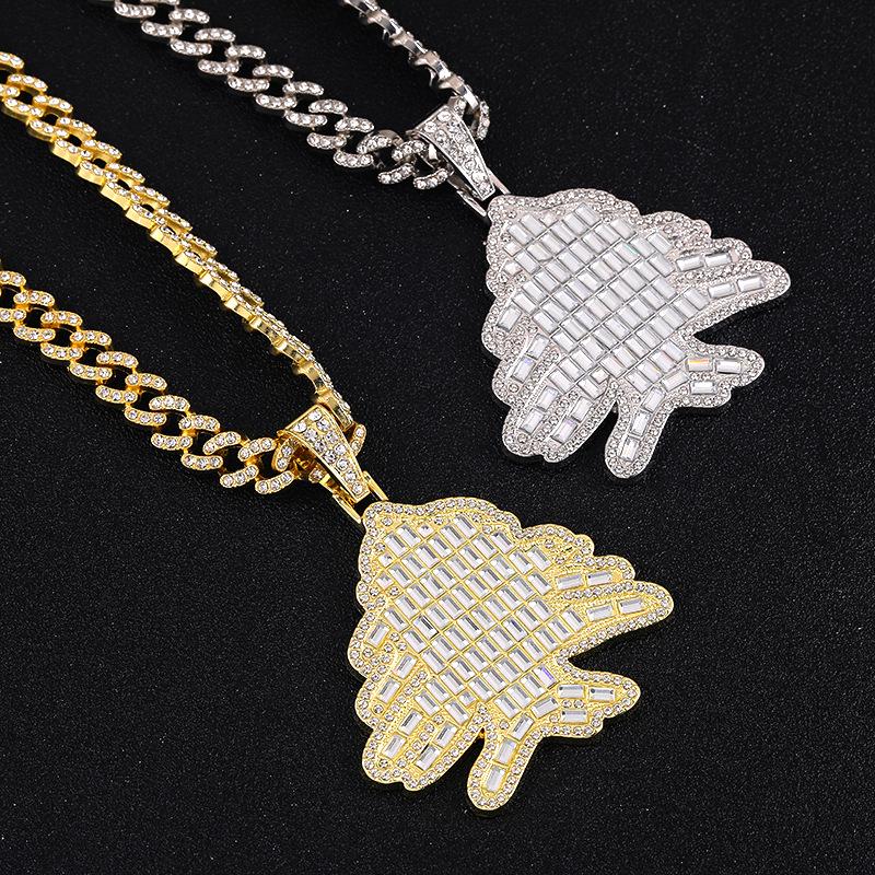 Goldener Hip-Hop-Weihnachtsbaum-Anhänger mit quadratischem Zirkon - Leichter Luxus, hochwertig galvanisierte Legierung.