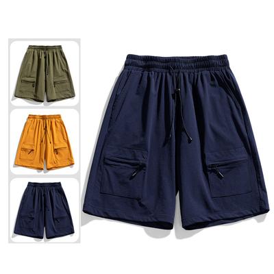Sommer Retro Workwear Shorts Herren Locker Mehrere Taschen Einfarbig Vielseitig Lässig Fünfviertelhose