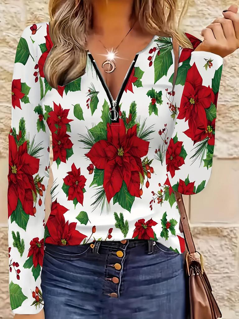 Elegant Floral Long Sleeve Cardigan Blouse for Women