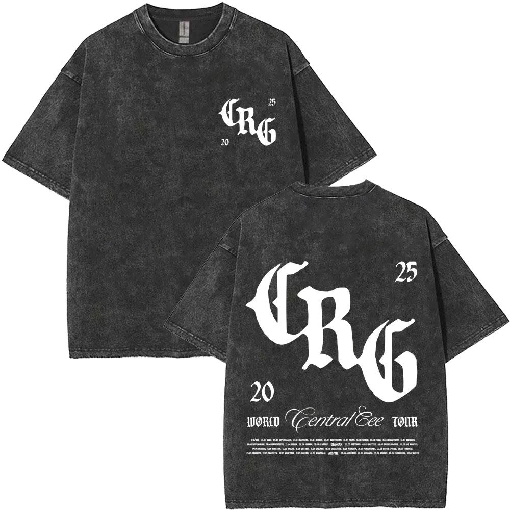 Washed Vintage Rapper Central Cee Face Graphic Tshirt Men Women Hip Hop Fashion Short Sleeve T Shirts Mens Oversized Streetwear