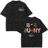 Sänger Bad Bunny DTMF Welttournee Print T-Shirt Herren Damen Mode Kurzarm T-Shirts Oversized Vintage Gewaschene T-Shirts