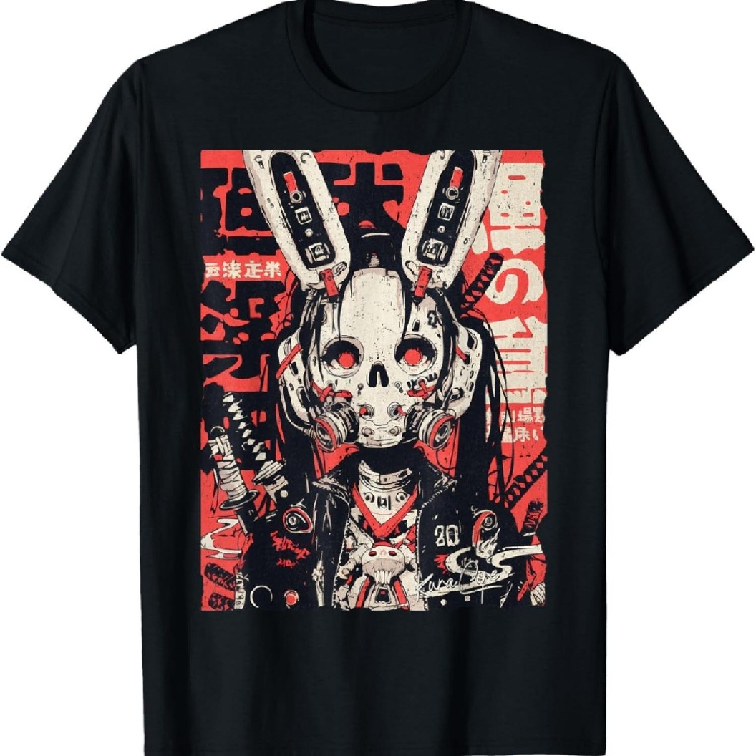 Японская уличная одежда киберпанк Y2K техносиль ретро манга аниме футболка S