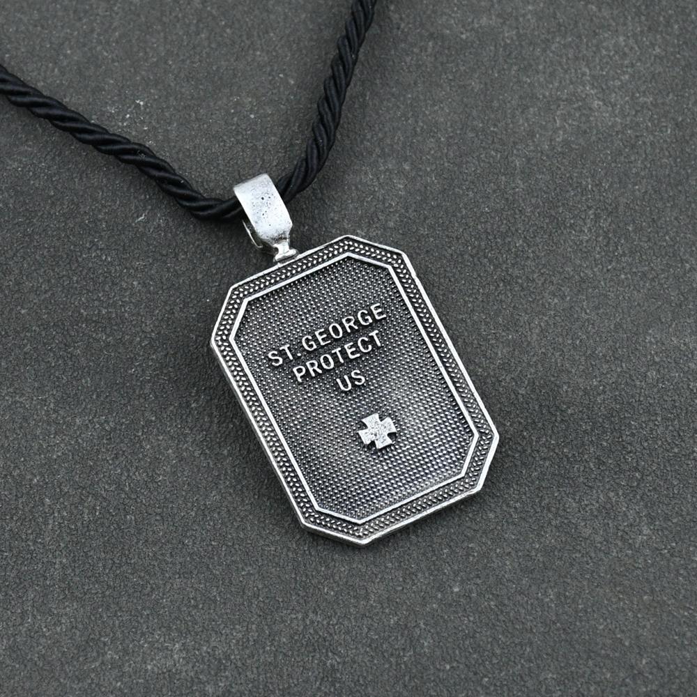 St George Protection Necklace Talisman Jewelry Shield Sword Saint Prayer Religious Charm for Safety and Blessing
