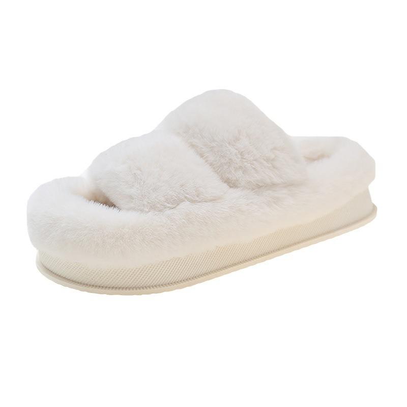 Hairy Slippers Women's Wear New Autumn and Winter Fashion Confinement Thick-bottomed Plush Cotton Slippers