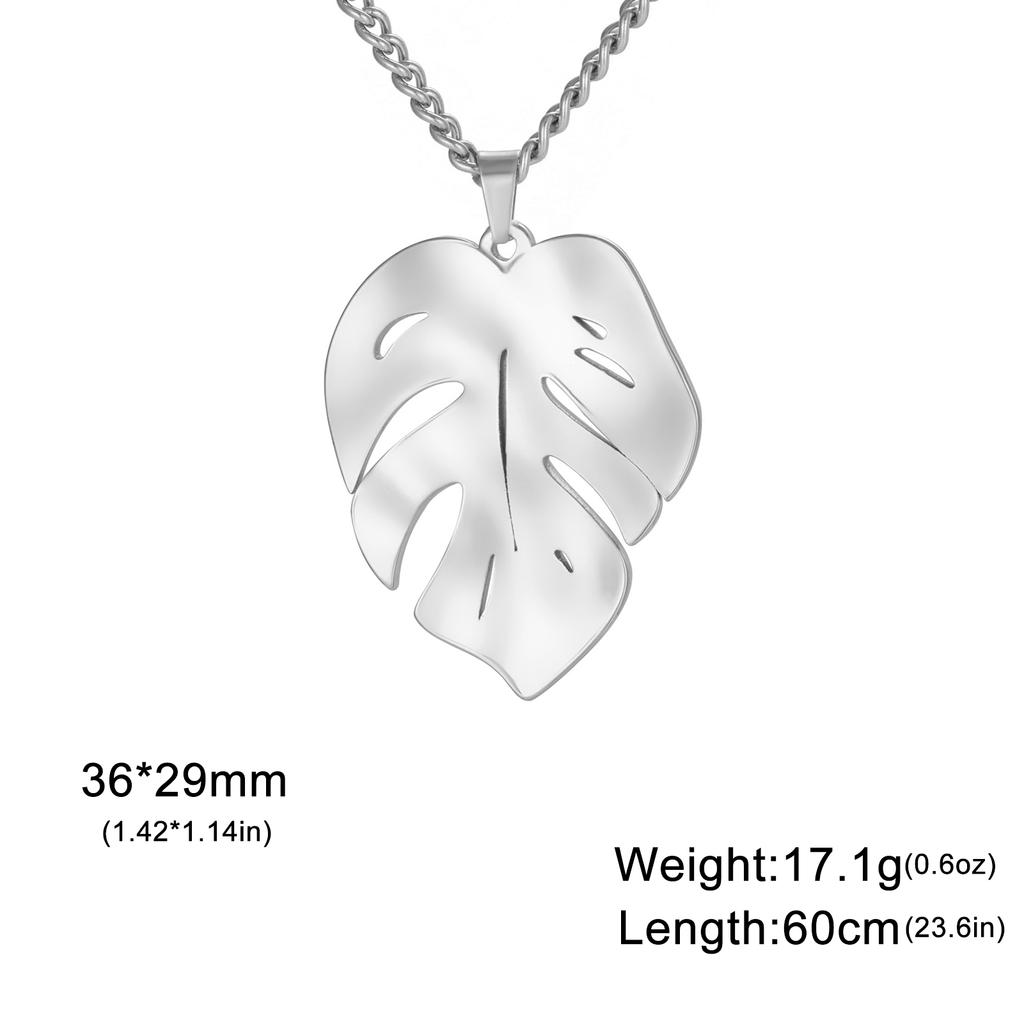Teamer Fashion Big Monstera Leaf Necklace for Women Men 3MM Chain Stainless Steel Necklace Plant Nature Lover Jewelry Gift