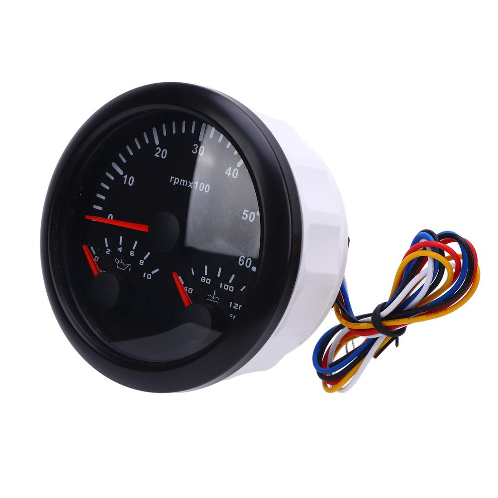3 In 1 85mm Tachometer   9 to 32V 6000rpm 0 to 10bar Oil Pressure 40 to 120 celsius  Water Temp 7 Color Backlight for Car Boat Truck