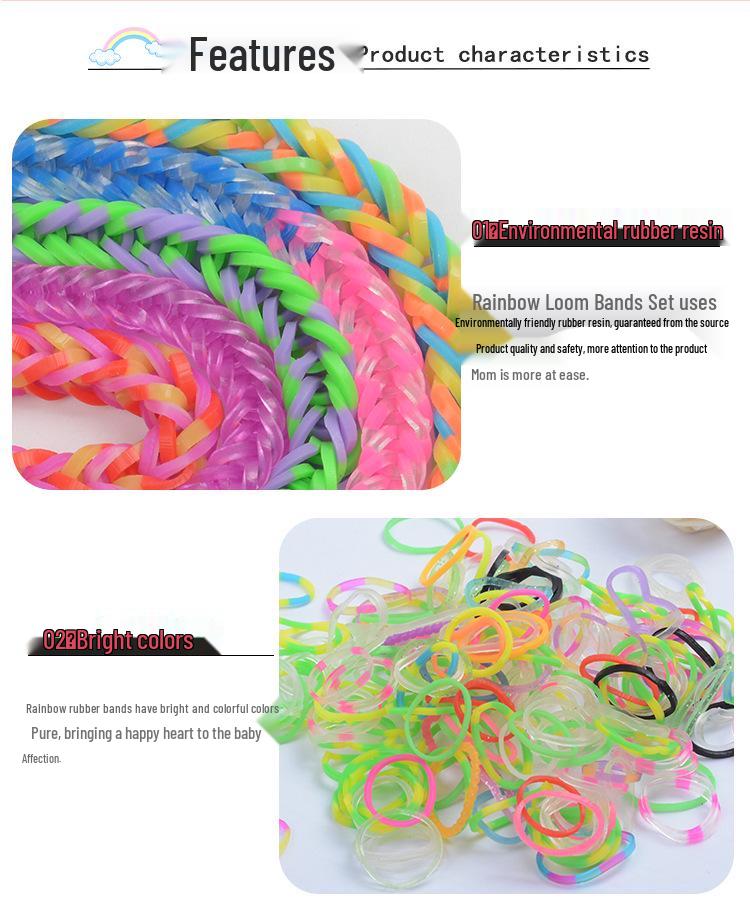 15000-Piece Rainbow Rubber Band DIY Bracelet Kit for Kids