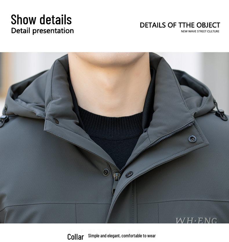 Men's 2025 Winter Removable Liner Down Jacket: Thick Warm White Duck Down Business Casual Coat