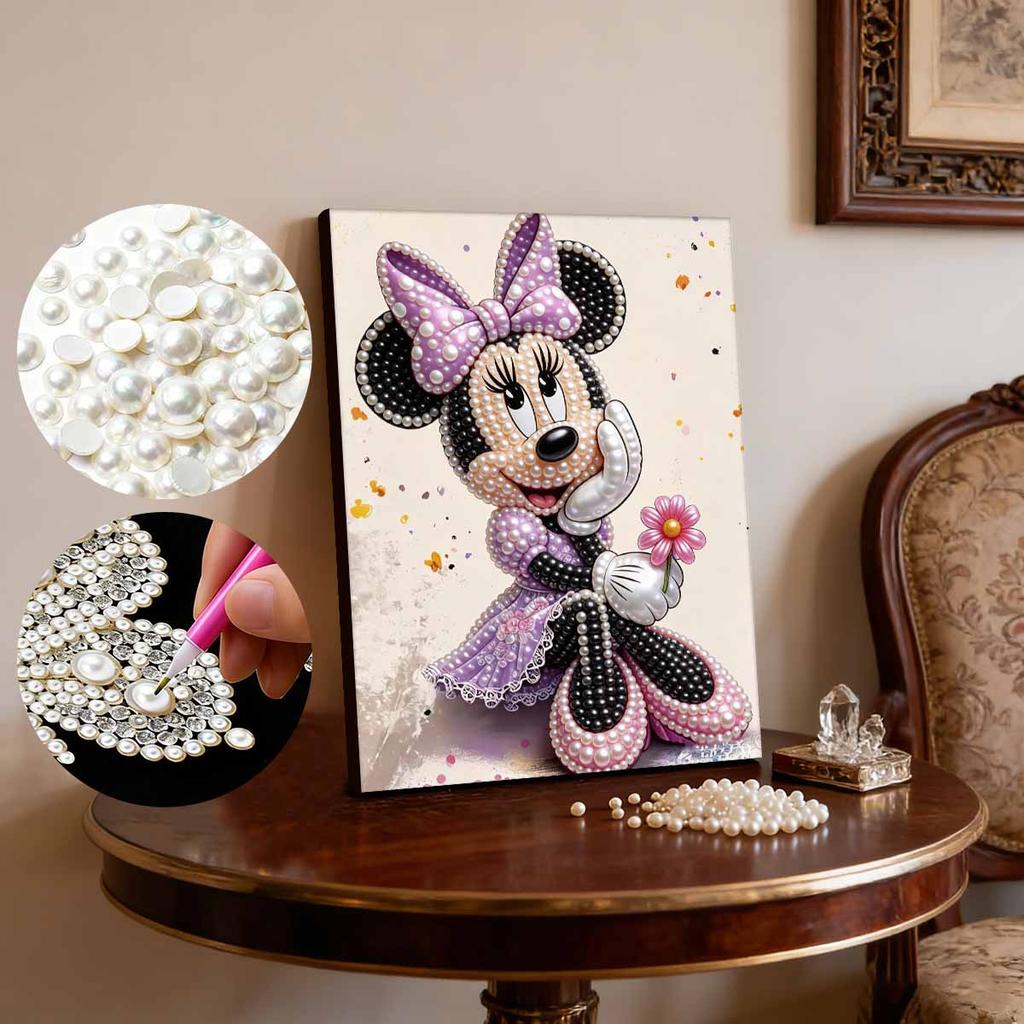 Disney Pearl Painting Minnie DIY Pearl Art Design Handmade Gifts Suitable for Wall Decoration, Home and Office Environment