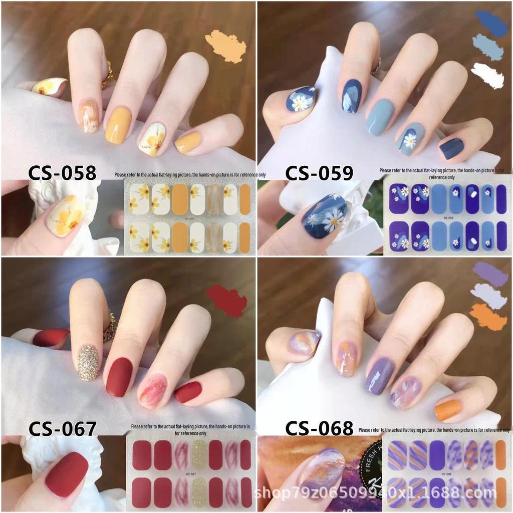 No-Bake Waterproof 3D Detachable Nail Stickers - Long-Lasting Small Fresh Full Nail Art.