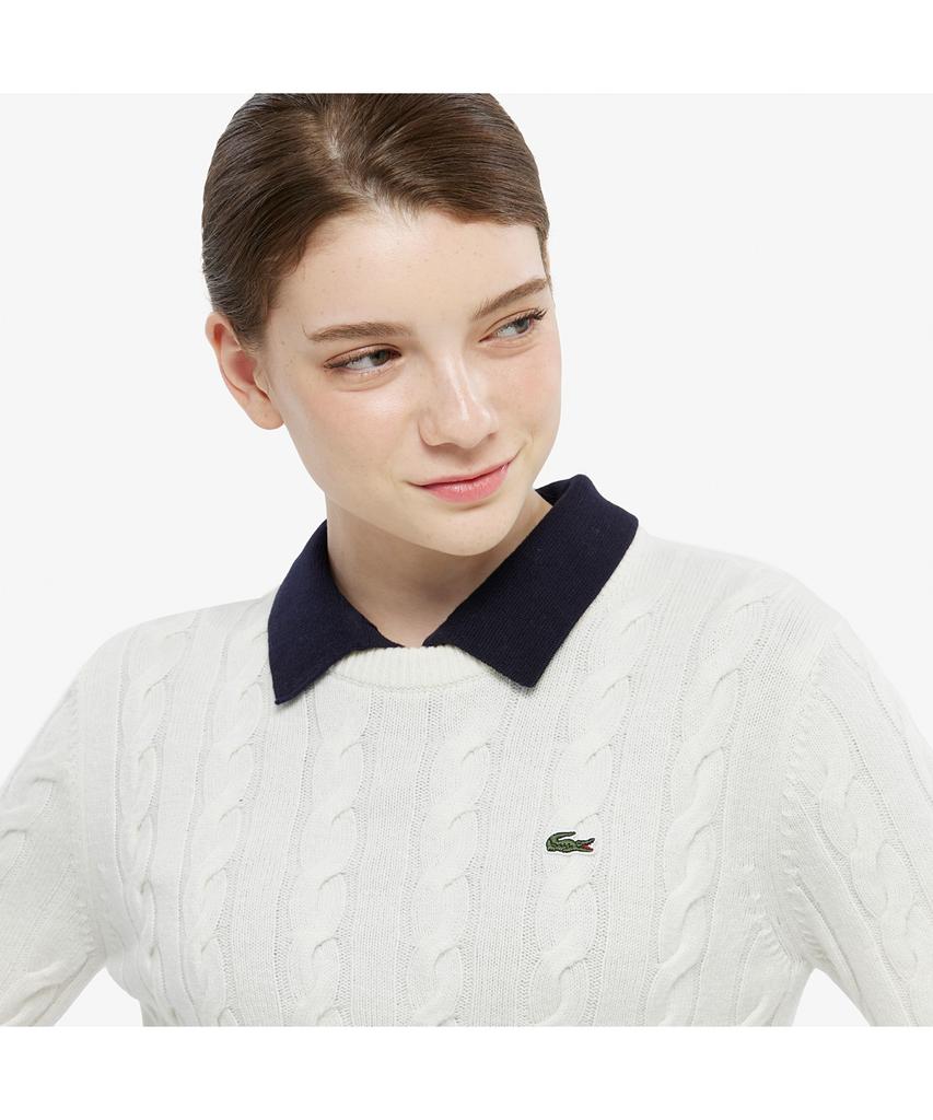 LACOSTE Women'S Cable Crew Neck Sweater Af083E-55N Xfj