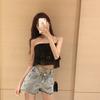 WTEMPO Irregular High Waist Denim Shorts Women Loose Thin Summer Fashion Star with The Same Wide-leg Pants