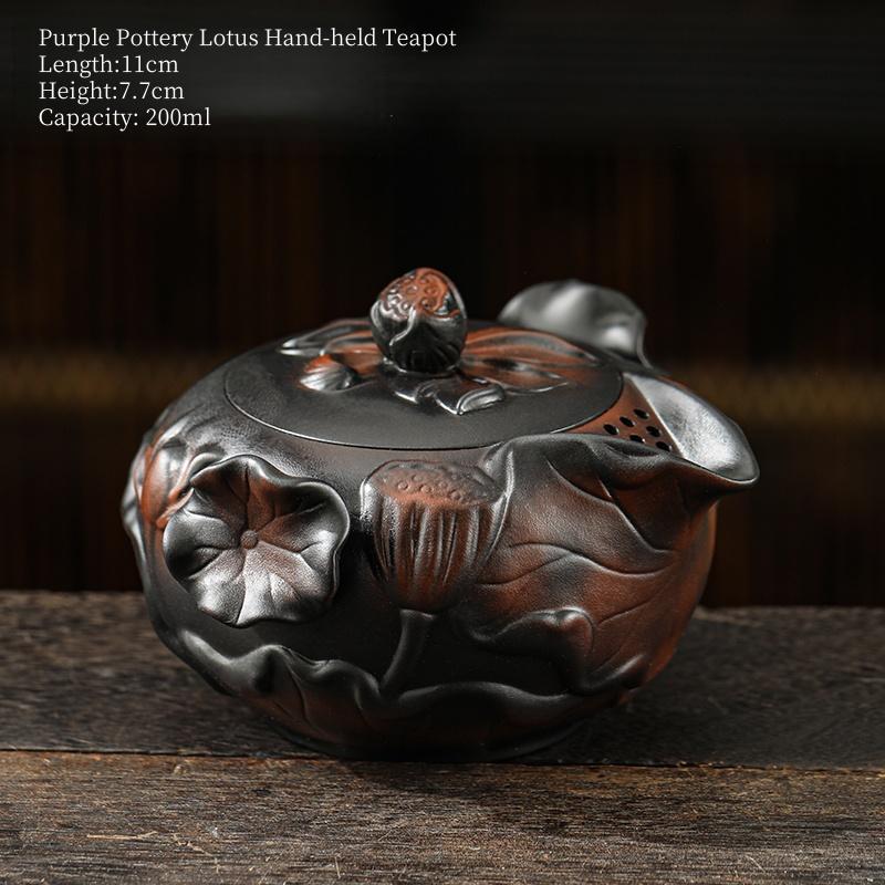 

180ML Jianshui Purple Pottery Teapot Ceramic Kung Fu Teapot Lotus Hand-held Tea Kettle Handmade Teapot Tea Maker Tea Ceremony