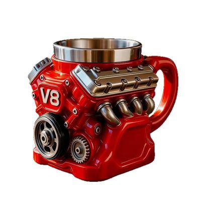 V8 Engine Resin Liner Mug: Advanced Mechanical Craft Ornament