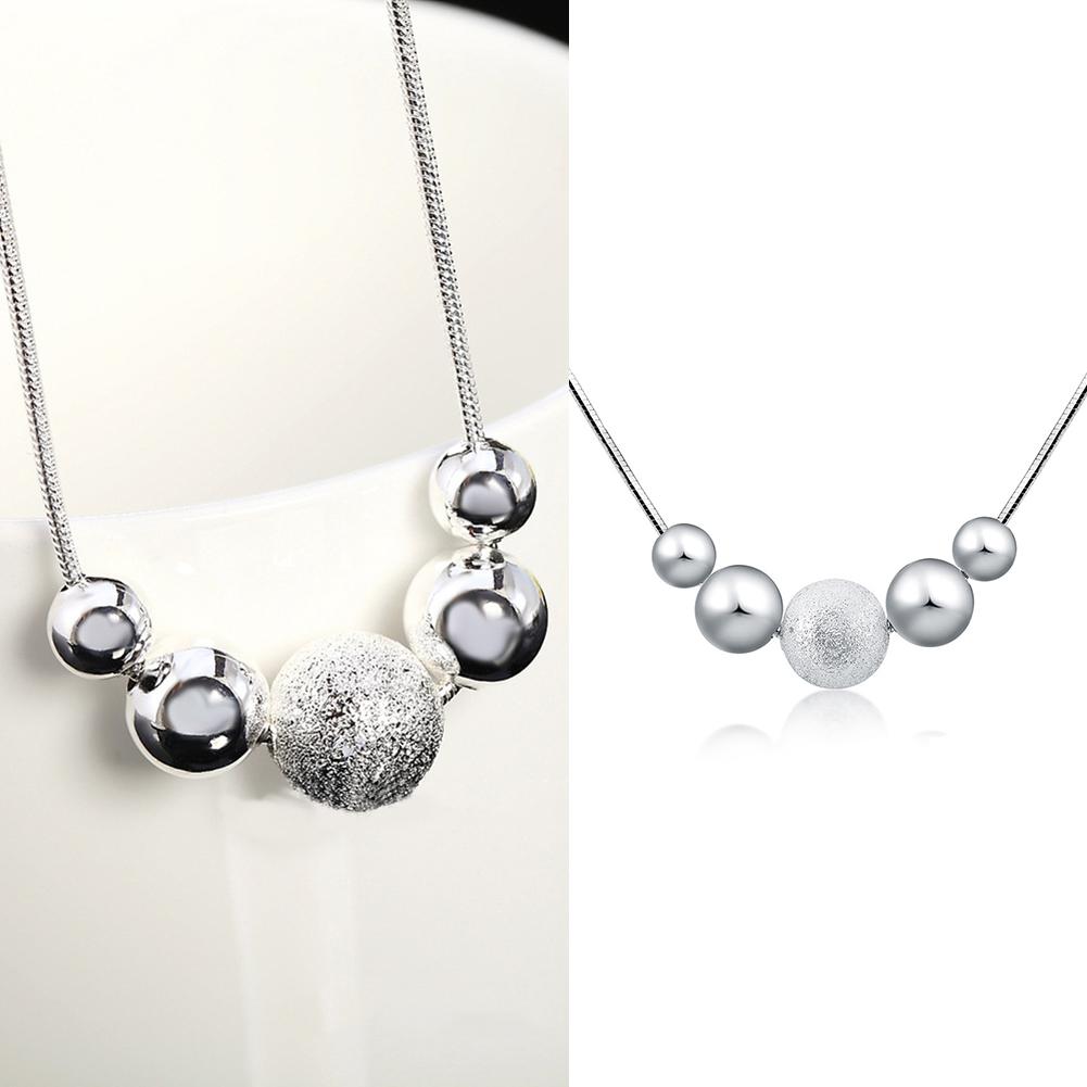 Women's Stylish Silver Plated Beads Charm Pendant Necklace Chain Jewelry Gift ADM