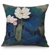 Chinese Vintage Watercolor Painting Lotus Cushion Cover Beautiful Elegant Home Decorative Summer Flowers Bird Throw Pillow Case
