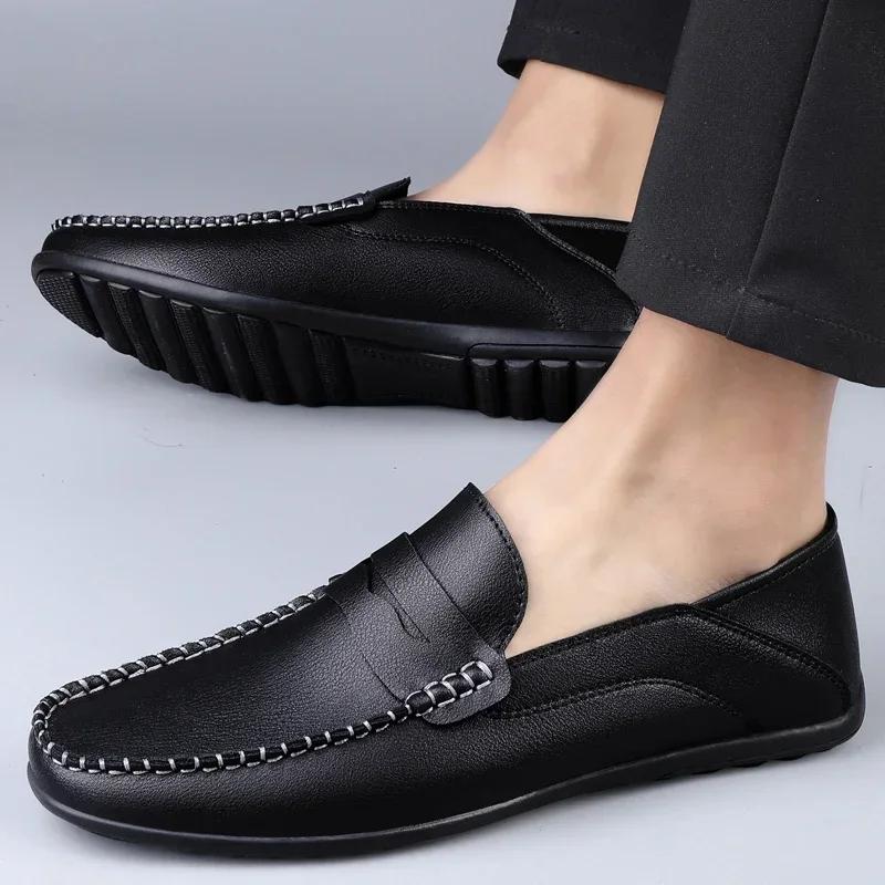 Mocasines de Verano para Hombre Vestido de Boda Blanco Mocasines para Conducir Calzado Zapatos Casuales de Hombre Piel Partida Slip On Ligeros Zapatos Masculinos