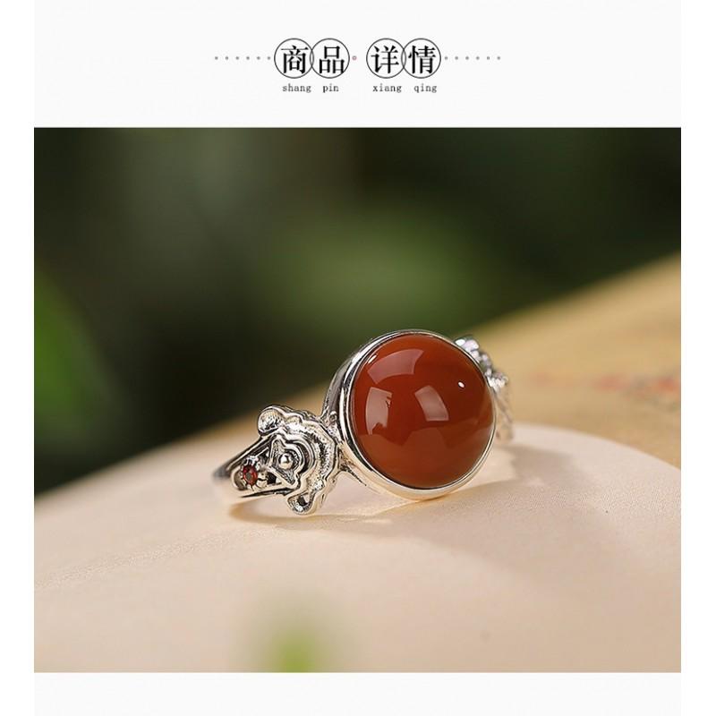 Adjustable Unisex Ring In Vintage Chinese Style With Cloud Motif Copper Electroplated Open Finger Men Women