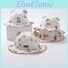Kids Sun Hat With Large Brim Cotton Cartoon Bear Pattern For Baby Sun Protection