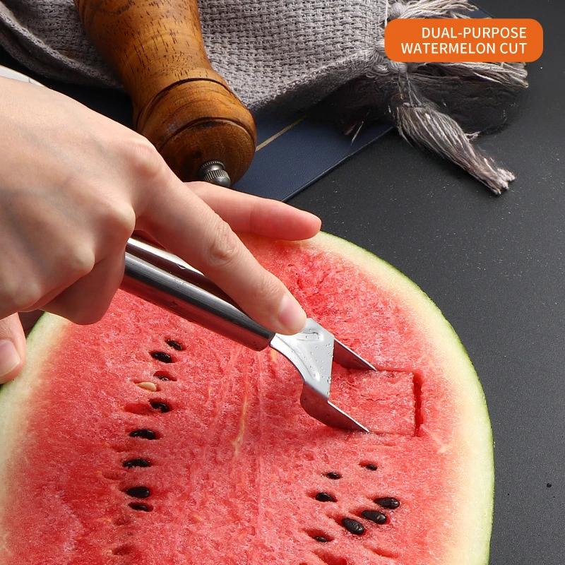 Utensile per tagliare l'anguria a doppia testa, divisore per frutta in acciaio inossidabile, anguria, taglia melone, accessori per la cucina domestica