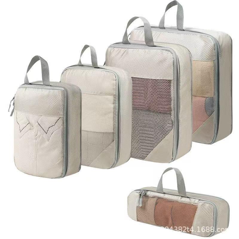 Compression Travel Storage Set: 9-Piece Washable Organizer for Cosmetics, Clothes, Shoes, and Luggage.