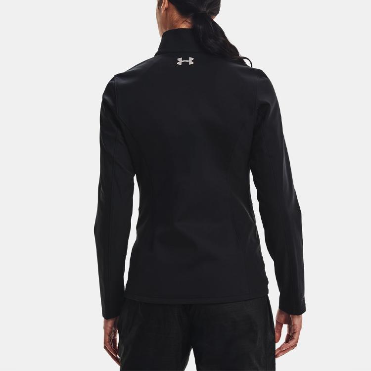 Under Armour Solid Color Stand Collar Training Jacket Women Jackets Black 1321442-001