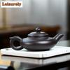 170ml Elegant Yixing Purple Clay Teapots Handmade Flat Laughing Sakura Pot Raw Ore Black Mud Kettle With Infuser Zisha Tea Set