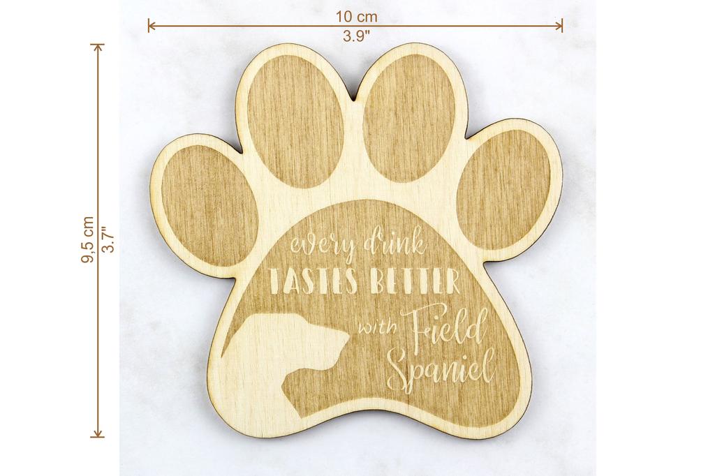 Field Spaniel - Mug coaster, engraved coaster with dog, gift for dog lover by Art-Dog brand