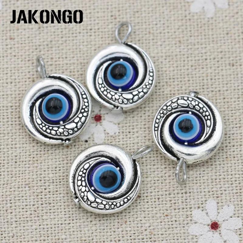10Pcs Tibetan Silver Evil Eye Charms Pendants For Jewelry Making Bracelet Accessories Diy Craft 20X15Mm