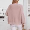 Loose Knitted Sweater Coat Women Solid Color V Neck Lantern Long Sleeve Cardigan Single Breasted