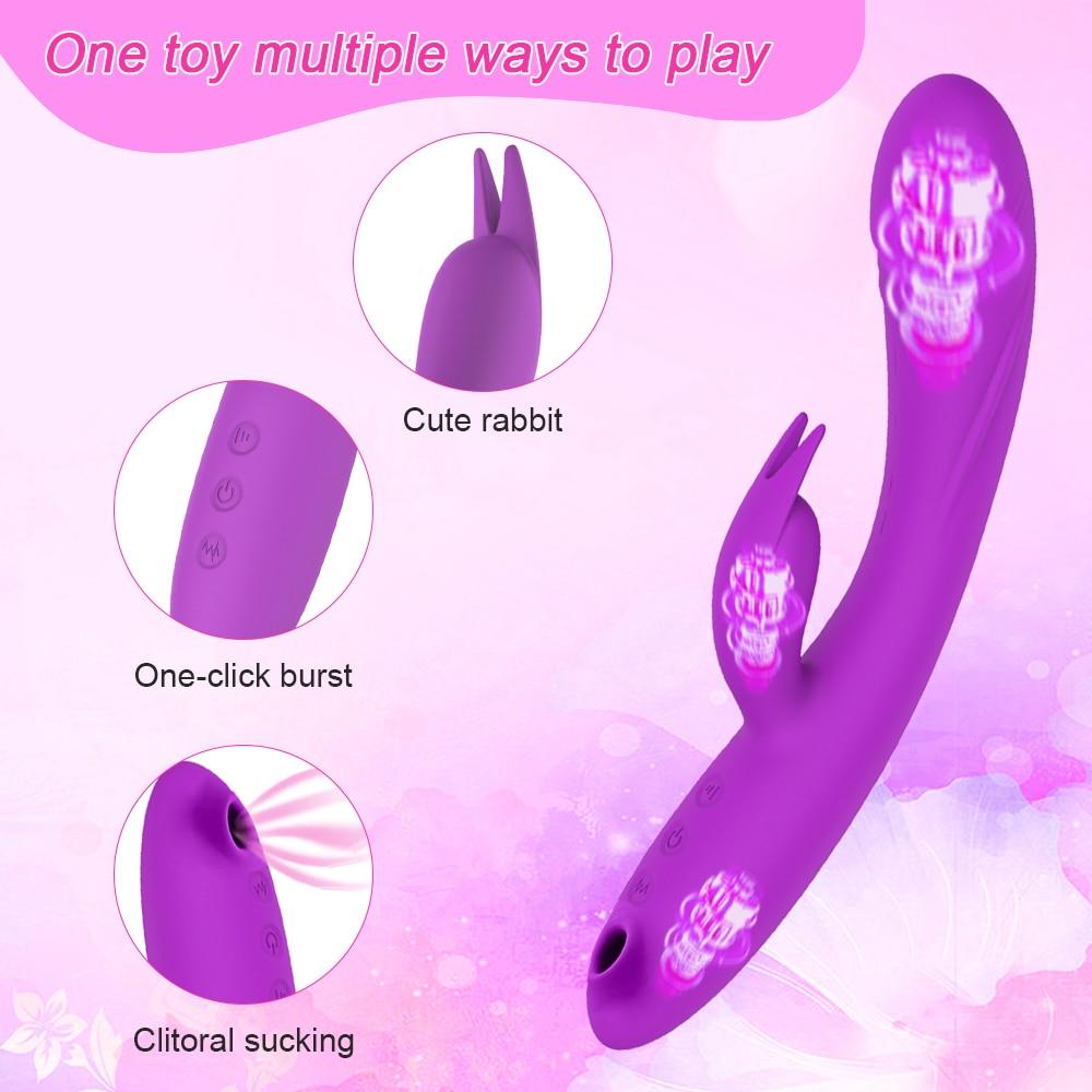 3 In 1 G Spot Rabbit Vibrator Clitoris Sucker Dildo Sucking Vibrator Women Vacuum Stimulator Sex Toys for Adults