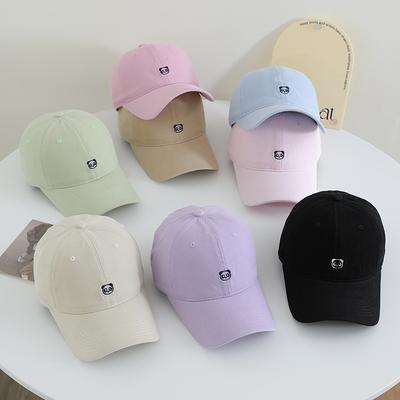 Cute Embroidered Little Panda Baseball Hat Korean Girls Pure Cotton Sun Protection Sun Hat Fashionable Versatile Baseball Hat