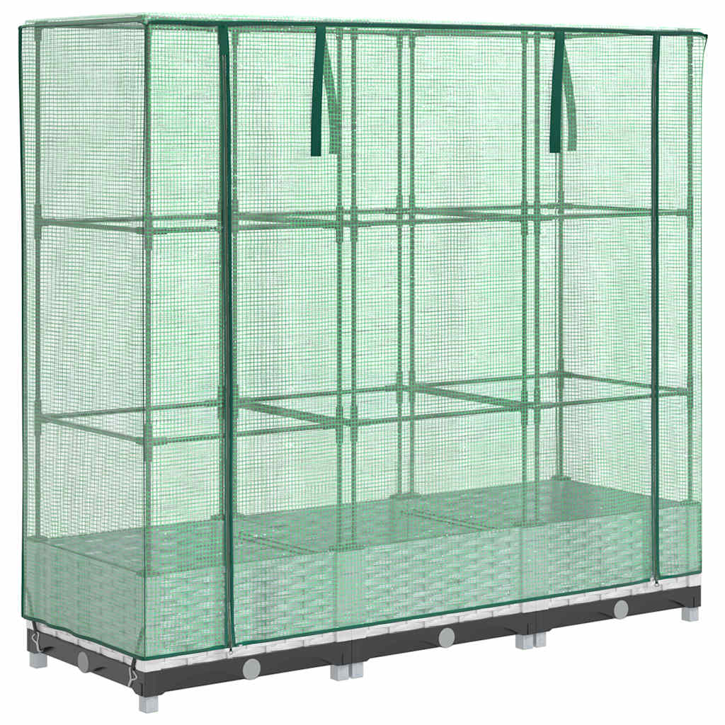 Vidaxl Raised Planter With Greenhouse, Rattan Look, 120X40X123 Cm
