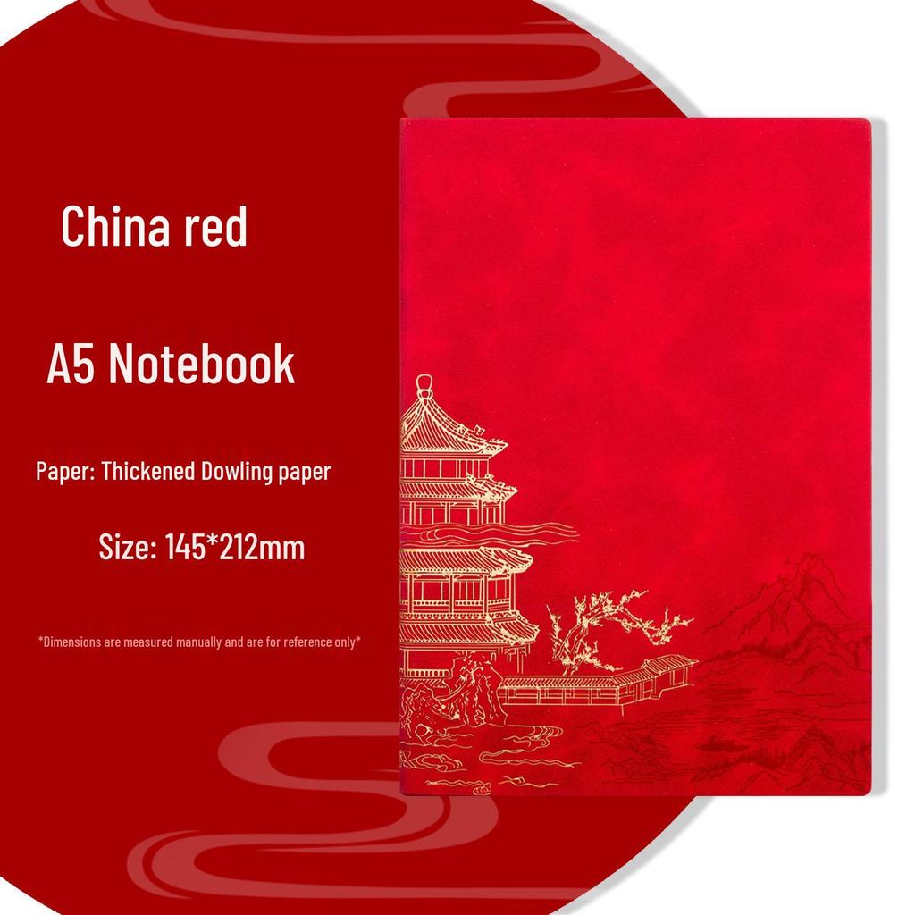 Chinese Style Soft Leather A5 Notebook - High-Quality Diary and Office Meeting Minutes Book