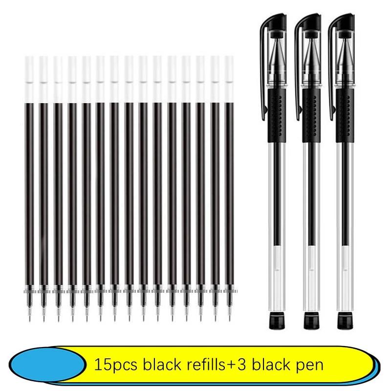 6-25Pc 05mm Gel Pen Kit Neutral Pen Black/Blue/Red Color Replacable Refill Smooth Writing School Stationery Supplies