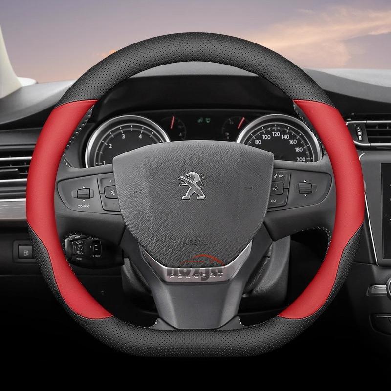 35cm 38cm Leather Car Steering Wheel Cover for Peugeot 5008 408 308 Rifter e-Expert Expert e-Traveller Landtrek Accessories