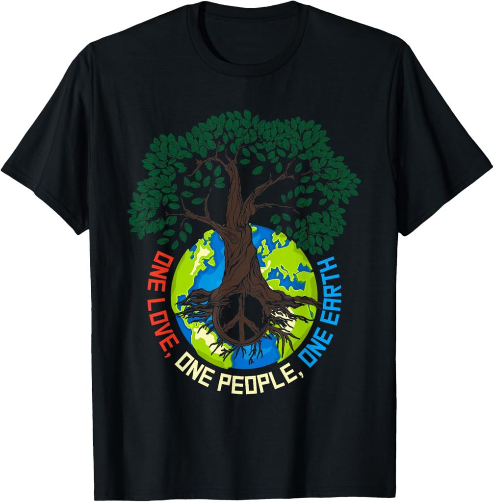 Peace Tree Love EnvironUnisextal Protection Earth Day Climate TShirt Unisex Summer Streetwear Tops Customizable Printed Tshirt