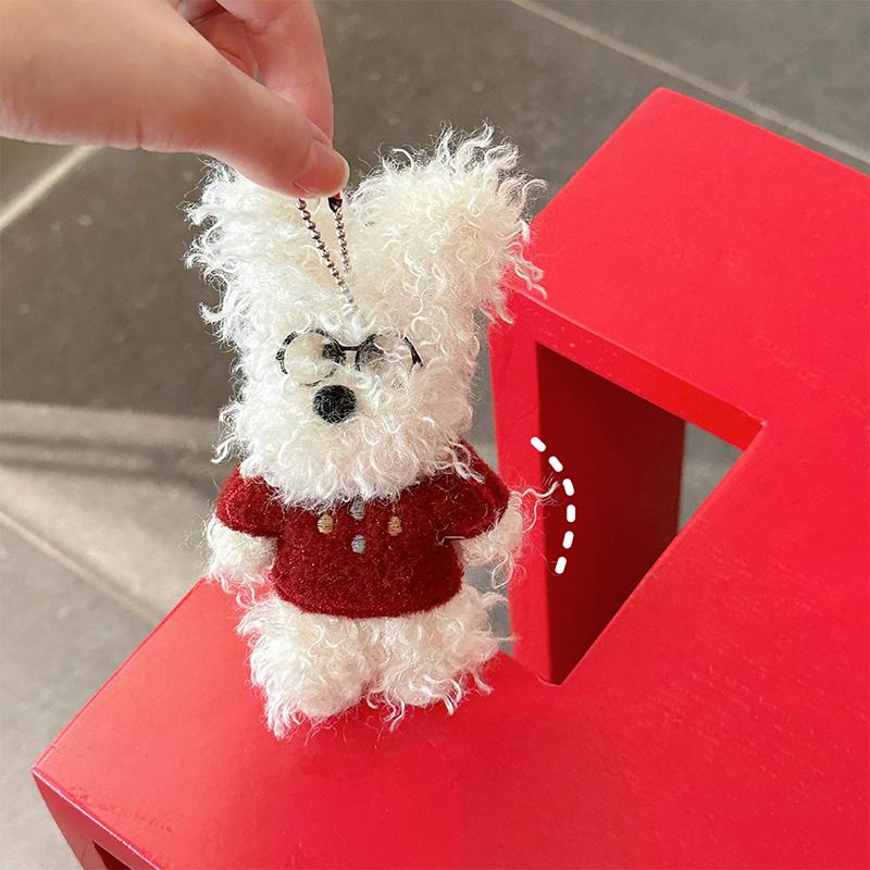 Kawaii Puppy Plush Keychain Cute Cartoon Little Doll Pendant Backpack Hanging Decoration Couple Key Holder Birthday Gifts
