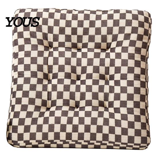 Comfortable Desk Chair Support Corduroy Square Pad, Checkerboard Office Cushion, Soft Cozy Seat Cushion for Floor, Reading Nook, Dining