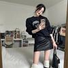 Fleece Lazy Letter Korean Version Printed Long-sleeved Sweater Women's Autumn Loose and Thin Versatile Medium and Long Top Tide
