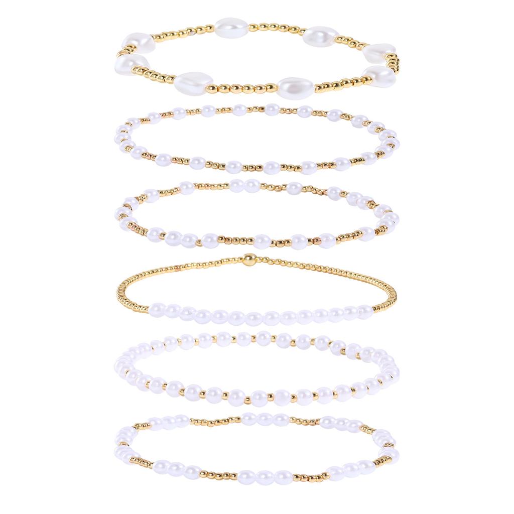 European and American jewelry niche design cross bracelet set sweet cool beaded stacked shell pearl bracelet