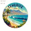 Vintage krajina Tenerife Kovové nástěnné umění, Kulatý plechový znak 8 palců pro obývací pokoj