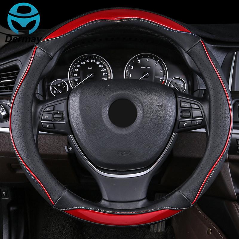 DERMAY Personality Car Steering Wheel Cover Leather With Edge for BMW F20 F21 1 Series Cute High Quality Auto