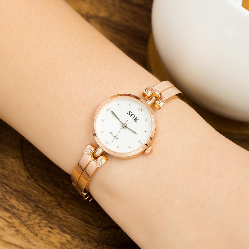 Korean Style Rhinestone Ceramic Women's Waterproof Quartz Watch with Steel Band & Fashion Bracelet