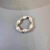 Korean Pearl & Silver Black Agate Braided Ring - Elegant Luxury Fashion Accessory for Women