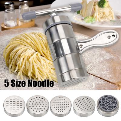 Kitchen Supplies Manual Noodle Maker Making Spaghetti Stainless Steel Press Pasta Machine With 5 Pressing Moulds