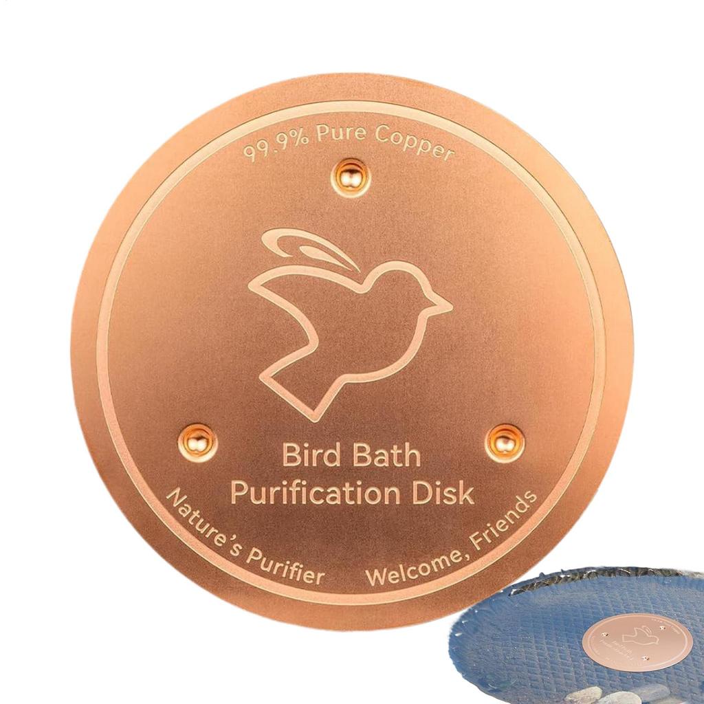Universal Bird Bath Copper Disk With 3 Point Support Bird Bath Purification Plate For Outdoor Bird Bath Tubs And Feeder Bowls